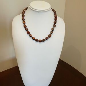 Bronze baroque pearl necklace